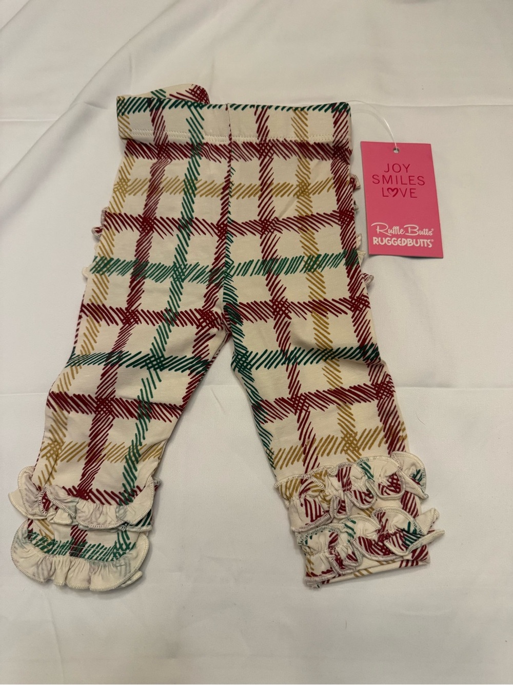 Rufflebutts Plaid Tinsel Ruffle Leggings NWT